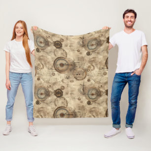 Grunge rustieke Steampunk klok (11) Fleece Deken