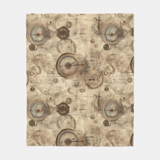 Grunge rustieke Steampunk klok (11) Fleece Deken (Voorkant)