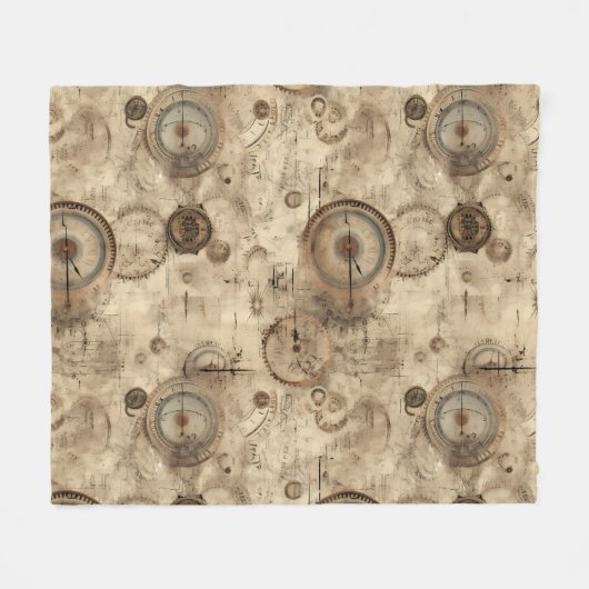 Grunge rustieke Steampunk klok (11) Fleece Deken (Voorkant (Horizontaal))