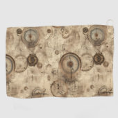 Grunge rustieke Steampunk klok (11) Golfhanddoek (Horizontaal)