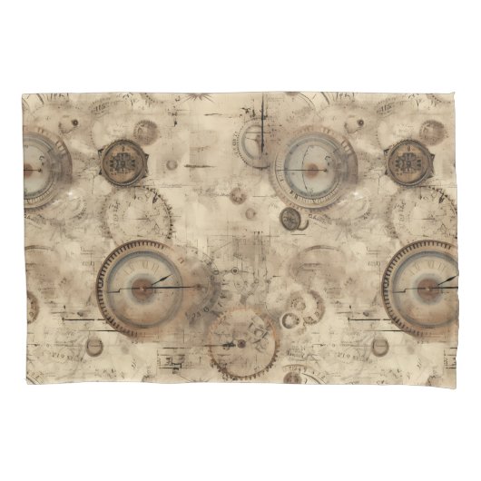 Grunge rustieke Steampunk klok (11) Kussensloop (Voorkant-Links)