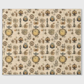 Grunge rustieke Steampunk klok (13) Cadeaupapier (Vlak)