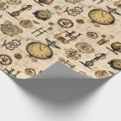 Grunge rustieke Steampunk klok (13) Cadeaupapier (Hoek)