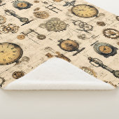 Grunge rustieke Steampunk klok (13) Sherpa Deken (3/4)