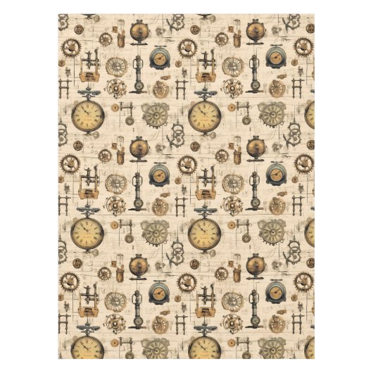 Grunge rustieke Steampunk klok (13) Tafelkleed (Voorkant)