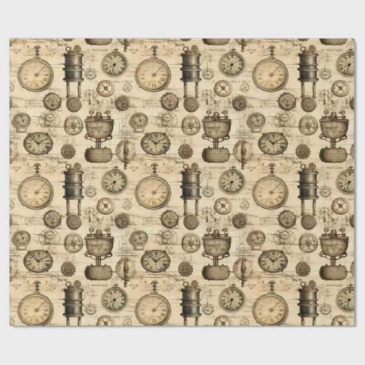 Grunge rustieke Steampunk klok (14) Cadeaupapier (Vlak)