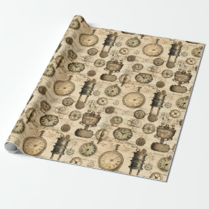 Grunge rustieke Steampunk klok (14) Cadeaupapier