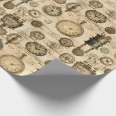 Grunge rustieke Steampunk klok (14) Cadeaupapier (Hoek)
