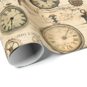 Grunge rustieke Steampunk klok (14) Cadeaupapier (Rol Hoek)