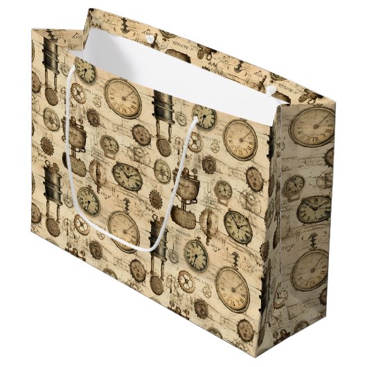 Grunge rustieke Steampunk klok (14) Groot Cadeauzakje (Voorkant Gekanteld)