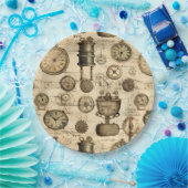 Grunge rustieke Steampunk klok (14) Papieren Bordje (Feest)