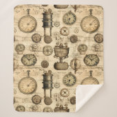 Grunge rustieke Steampunk klok (14) Sherpa Deken (Voorkant)