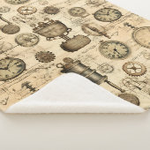 Grunge rustieke Steampunk klok (14) Sherpa Deken (3/4)