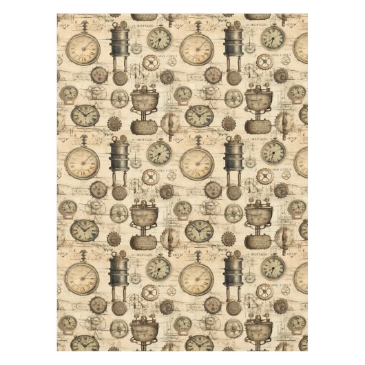 Grunge rustieke Steampunk klok (14) Tafelkleed (Voorkant)