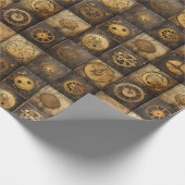 Grunge rustieke Steampunk klok (15) Cadeaupapier (Hoek)