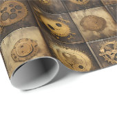 Grunge rustieke Steampunk klok (15) Cadeaupapier (Rol Hoek)