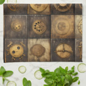 Grunge rustieke Steampunk klok (15) Theedoek (Gevouwen)