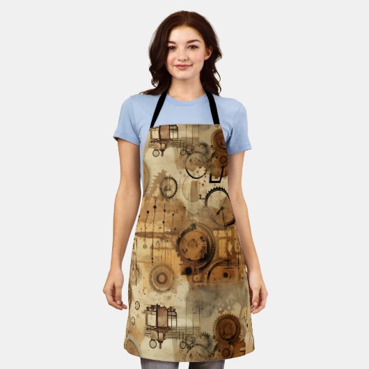 Grunge Rustieke Steampunk Klok (1) Schort (Gedragen)