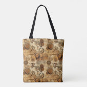 Grunge Rustieke Steampunk Klok (1) Tote Bag (Achterkant)