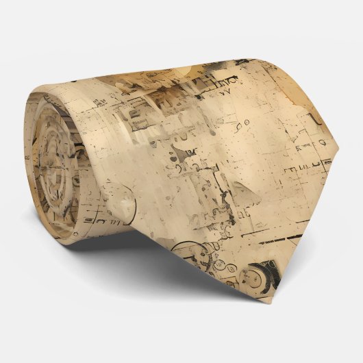 Grunge Rustieke Steampunk Klok (2) Stropdas (Opgerold)