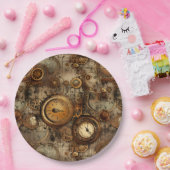 Grunge Rustieke Steampunk Klok (3) Papieren Bordje (Feest)