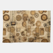 Grunge rustieke Steampunk klok (4) Theedoek (Horizontaal)