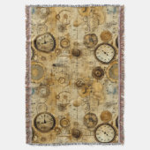 Grunge Rustieke Steampunk Klok (5) Deken (Voorkant Verticaal)