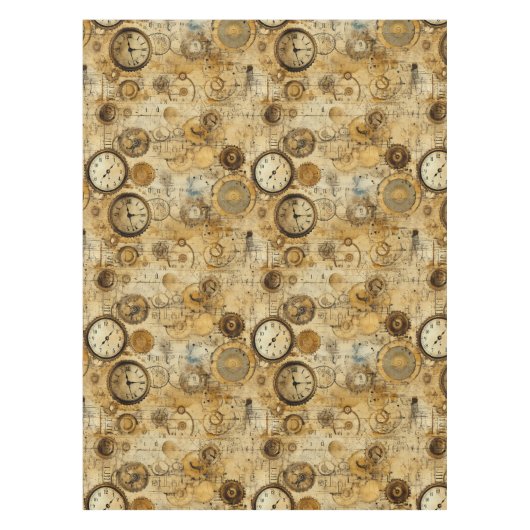 Grunge Rustieke Steampunk Klok (5) Tafelkleed (Voorkant)