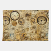 Grunge Rustieke Steampunk Klok (5) Theedoek (Horizontaal)