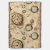 Grunge rustieke Steampunk klok (6) Deken (Voorkant Verticaal)