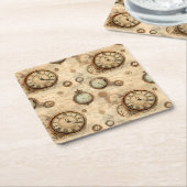 Grunge rustieke Steampunk klok (6) Kartonnen Onderzetters (Schuin)