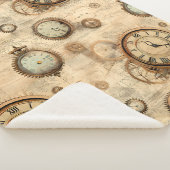 Grunge rustieke Steampunk klok (6) Sherpa Deken (3/4)