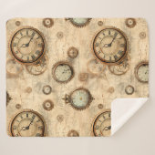Grunge rustieke Steampunk klok (6) Sherpa Deken (Voorkant (horizontaal))