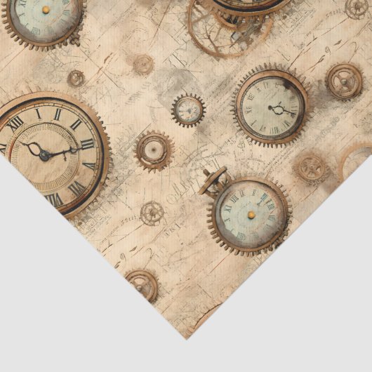 Grunge rustieke Steampunk klok (6) Tissuepapier (Detail)