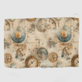 Grunge Rustieke Steampunk Klok (7) Golfhanddoek (Horizontaal)