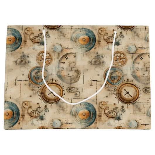 Grunge Rustieke Steampunk Klok (7) Groot Cadeauzakje (Voorkant)