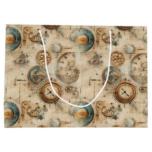 Grunge Rustieke Steampunk Klok (7) Groot Cadeauzakje (Achterkant)