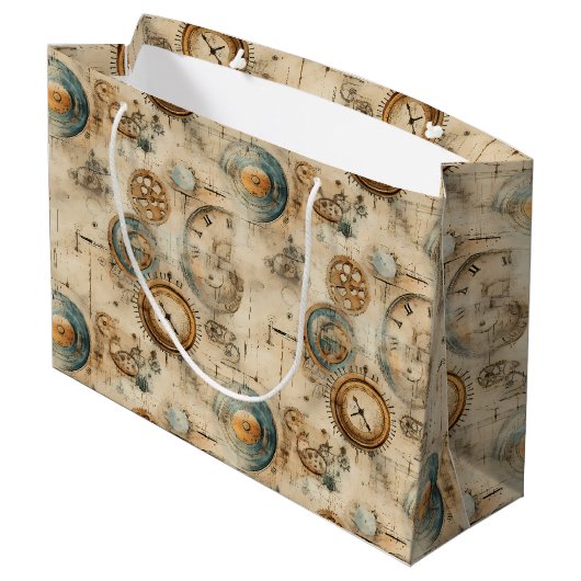 Grunge Rustieke Steampunk Klok (7) Groot Cadeauzakje (Achterkant Gekanteld)