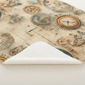 Grunge Rustieke Steampunk Klok (7) Sherpa Deken (3/4)