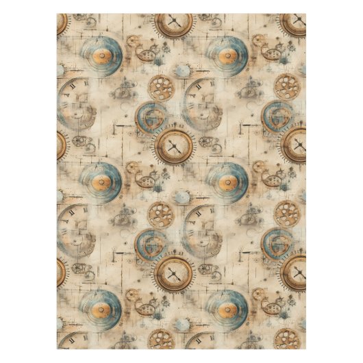 Grunge Rustieke Steampunk Klok (7) Tafelkleed (Voorkant)