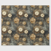 Grunge rustieke Steampunk klok (8) Cadeaupapier (Vlak)