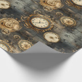 Grunge rustieke Steampunk klok (8) Cadeaupapier (Hoek)