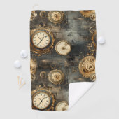 Grunge rustieke Steampunk klok (8) Golfhanddoek (Insitu)