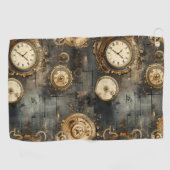 Grunge rustieke Steampunk klok (8) Golfhanddoek (Horizontaal)