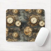 Grunge rustieke Steampunk klok (8) Muismat (Met muis)