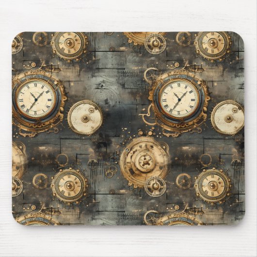 Grunge rustieke Steampunk klok (8) Muismat (Voorkant)