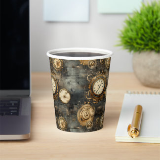 Grunge rustieke Steampunk klok (8) Papieren Bekers