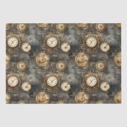 Grunge rustieke Steampunk klok (8) Tissuepapier (Voorkant)