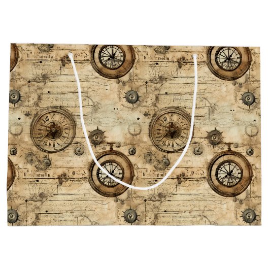 Grunge Rustieke Steampunk Klok (9) Groot Cadeauzakje (Achterkant)