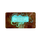 Grunge rustieke vintage bruiloft adres label (Voorkant)